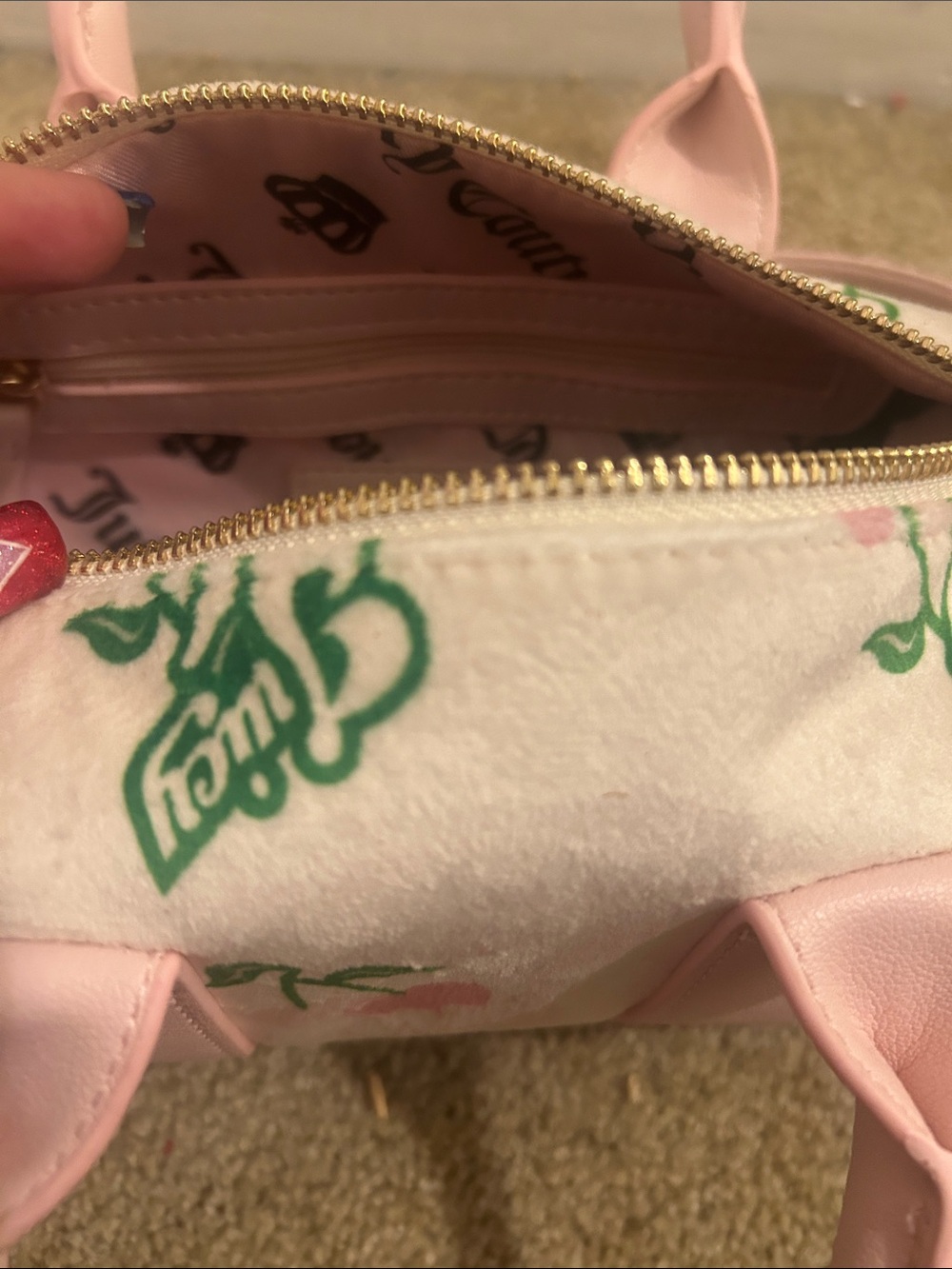 Juicy Couture Pink & Cream Cherry Mini Barrel Bag - Picture 4 of 6